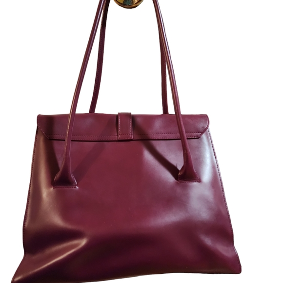 FURLA Made in Italy/Dark Burgundy Large Patent Leather Shoulder Bag Tote - Picture 2 of 12